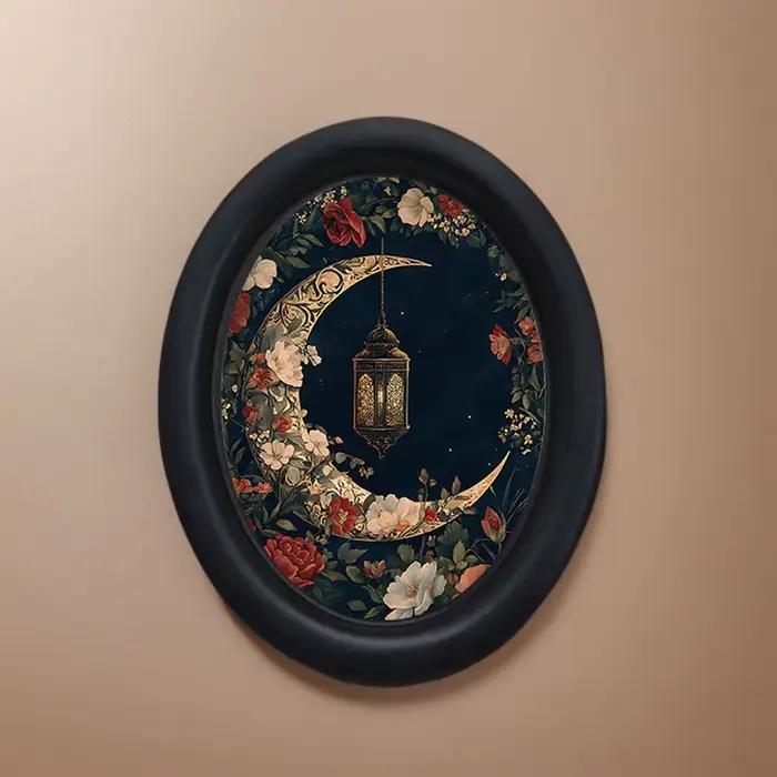 1 pièce de décoration murale vintage fleur et lune, art mural 3D de style gothique victorien – Panne
