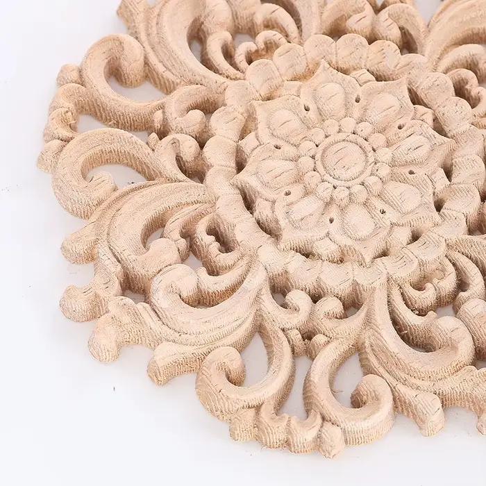 Fretwork-Planches Décoratives à Graver, Disque Rond en Bois, Accessoire de Porte Carimplantée, Mur d