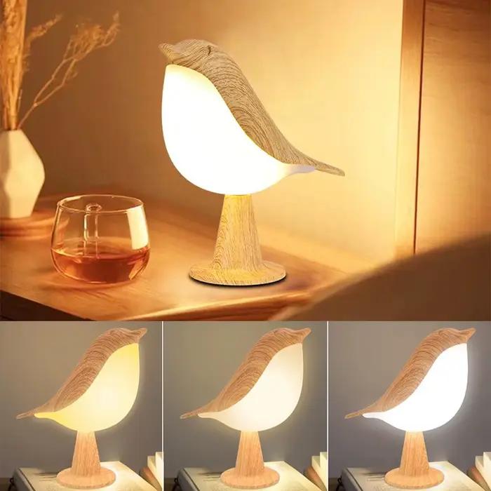 3 couleurs LED sans fil capteur chevet nuit Dimmable oiseau lampes contrôle tactile USB lampes de Ta