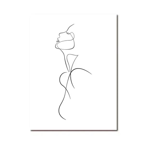 Femme nue abstraite une ligne dessin Art toile peinture imprime, figure nue féminine, ligne minimali