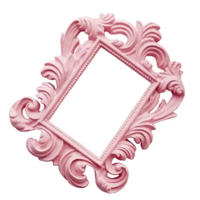 Cadre Mural Rectangulaire Rose Vintage de Style Baroque, Décoration de Maison, Accessoire de Photo d