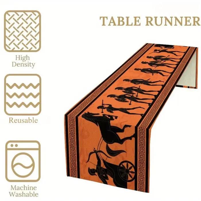 1 chemin de table sur le thème de la mythologie grecque - Impression 2D sur lin, décoration de salle