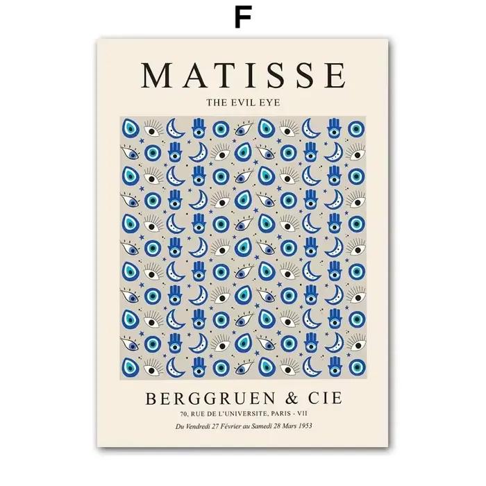 Art mural abstrait classique, mauvais œil bleu Picasso Bauhaus, affiche imprimée sur toile HD, peint