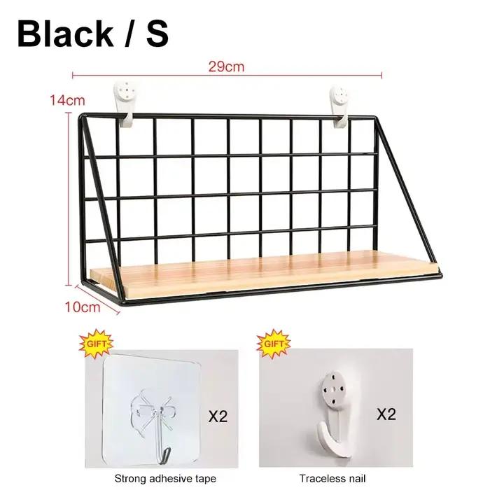 Étagères murales en bois sans perçage - Étagère de rangement suspendue et support décoratif pour le
