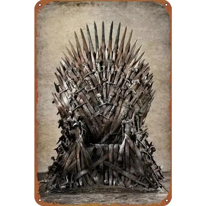 VintageIronThrone The Iron Throne Game Poster Tin Sign - Plaque en métal vintage 8x12 pouces, décora