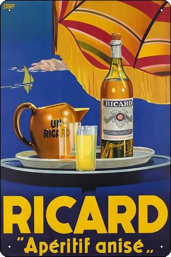 Ricard Apéritif anisé affiche métal étain signe amusant maison Art décoration murale 8x12 pouces alu