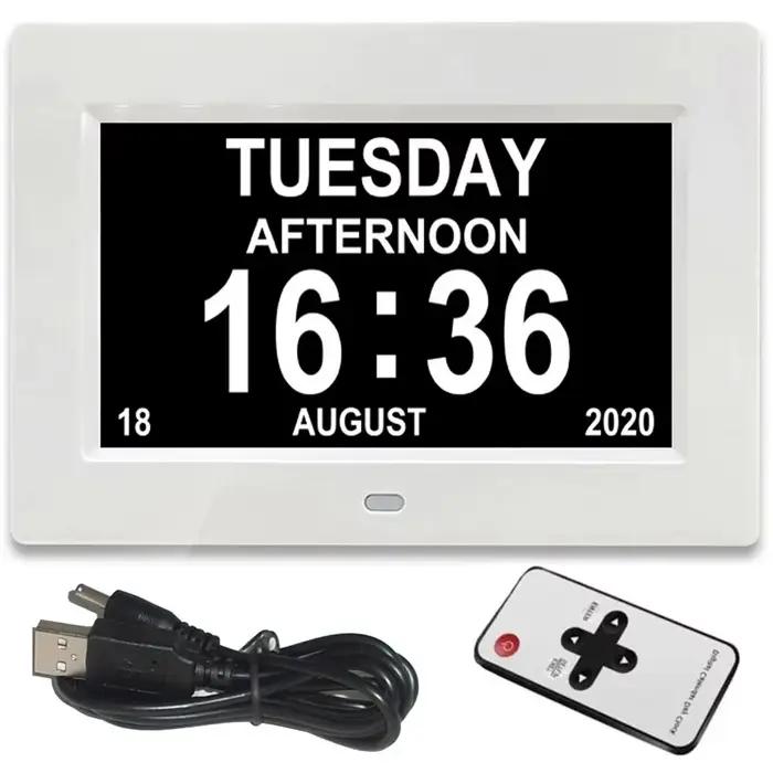 Horloge calendrier LED avec 12 alarmes, plusieurs langues à afficher Rappel des travaux et des plans