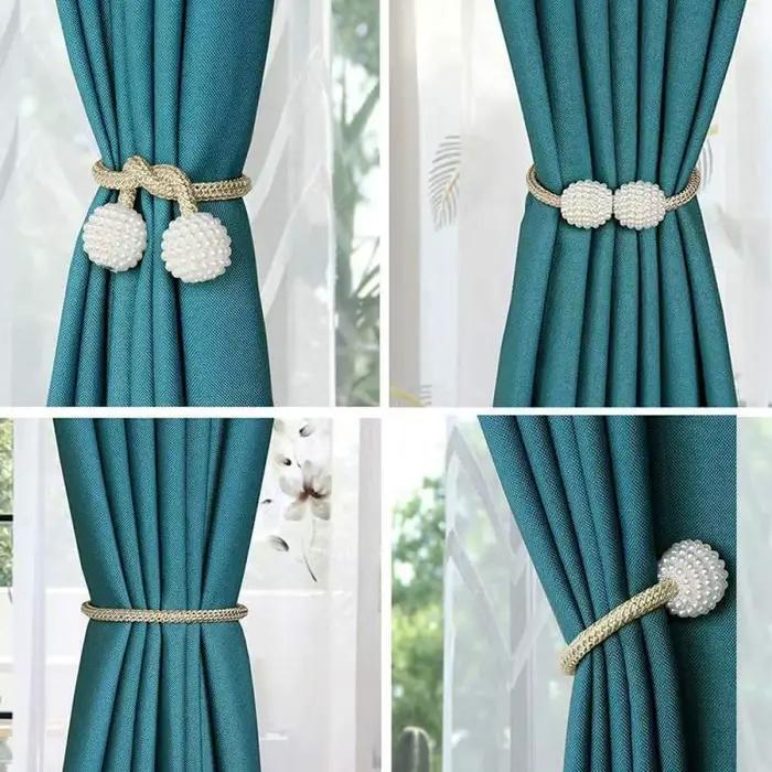 2 pièces perle magnétique rideau pince porte-rideau cravate boucle Clips suspendus boule boucle crav
