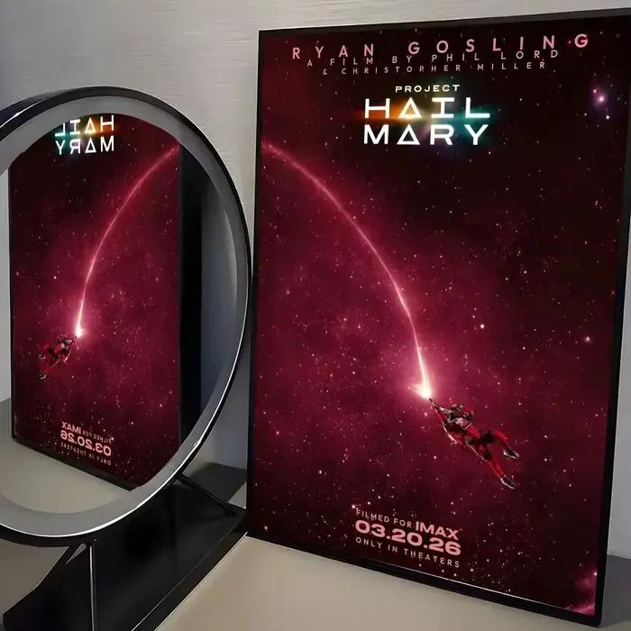 Affiche murale auto-adhésive amovible HD de dessin animé « Hail Mary » pour projet de roman d'aventu