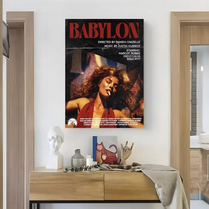 Margot Robbie Babylon affiche HD art collant mur étanche maison salon chambre bar décoration esthéti