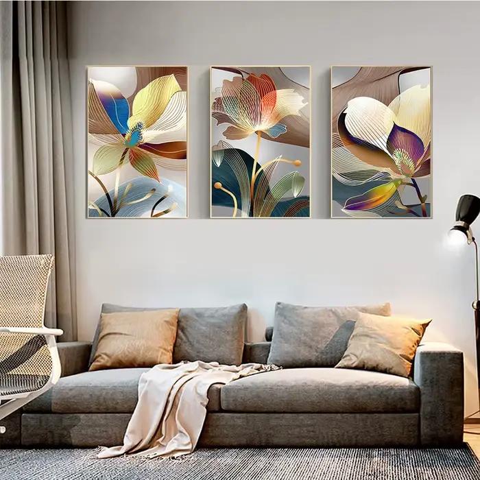 Triptyque Diamant Art Mosaïque, Lys Abstrait, Peinture Diamant, Gestion des Strass, Bricolage Broder