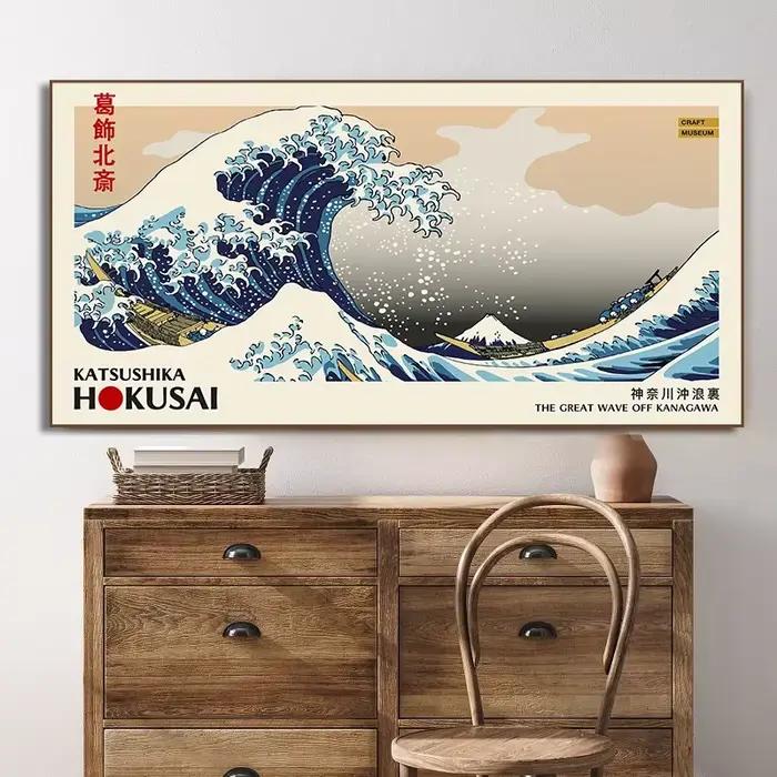 Affiche de Katsushika Hokusai « La Grande Vague », peinture sur toile, impression d'art mural japona