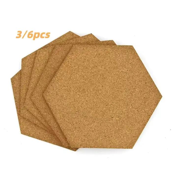 3/6 panneaux hexagonaux en liège – Panneaux en liège autocollants, adaptés à la décoration murale, a