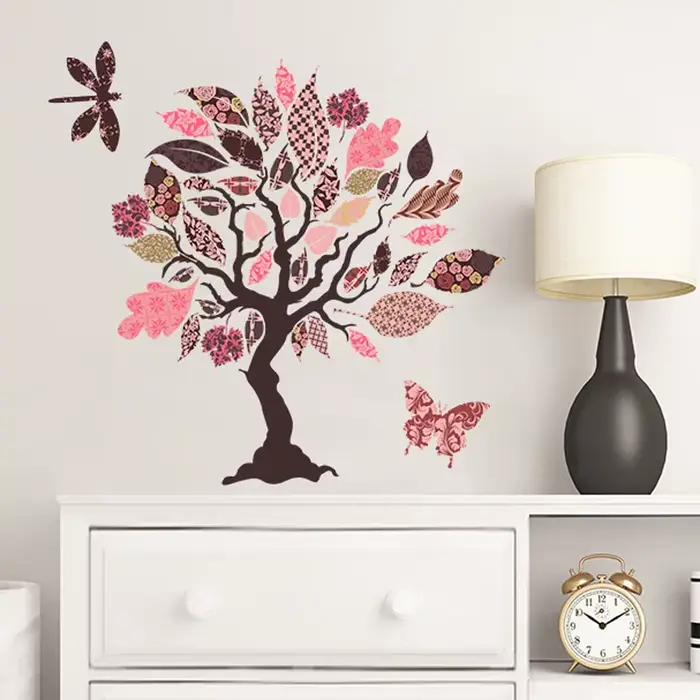Autocollant Mural arbre coloré, décoration de fond de canapé de salon, sparadrap amovibles pour cham