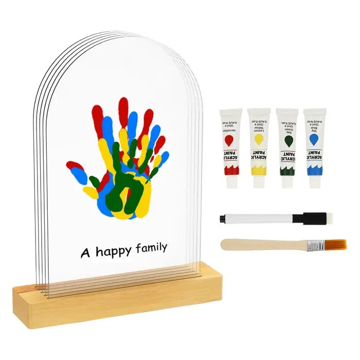 Kit d'empreintes de mains familial créatif, bricolage, décoratif personnalisé pour bébé animal de co