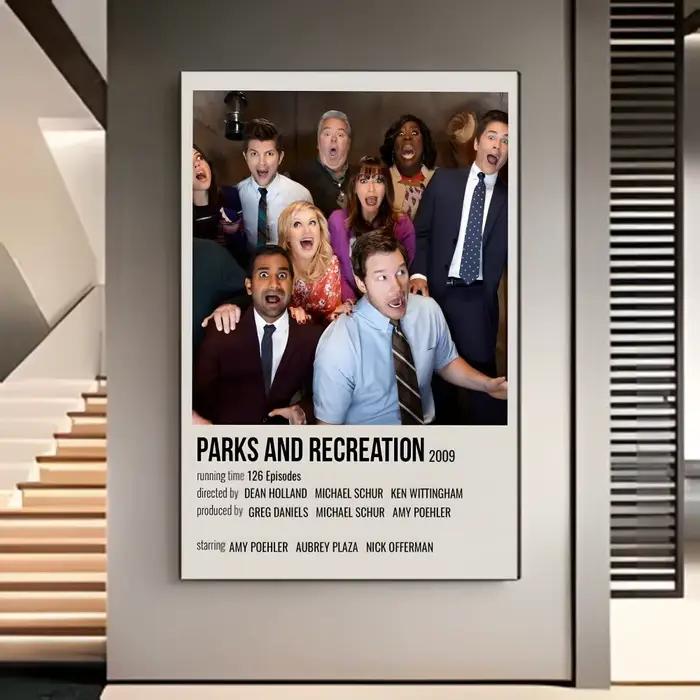Affiche murale de film américain sur le thème des parcs et de la récréation, décoration murale pour