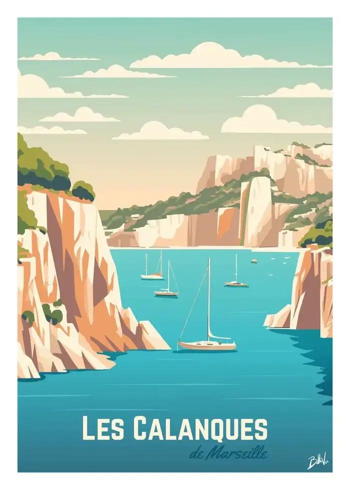 Affiche Rétro de Pétanque de Marseille Verdon, Peinture sur Toile de Voyage en France, Image d'Art M