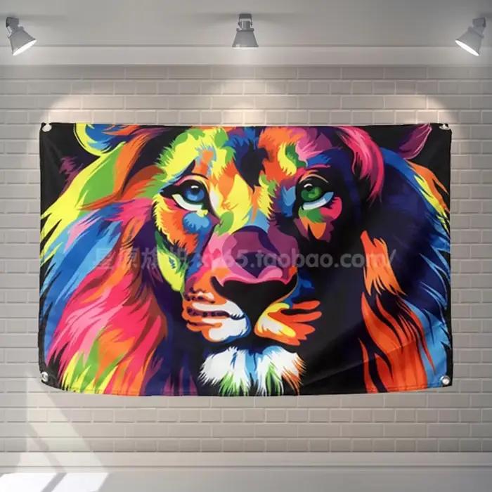 Pop Art-Affiche de groupe de rock "lion", 56x36, autocollant mural, bannière, musique, banquet, déco