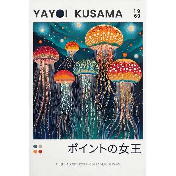 Yayoi Kusama affiche sur toile méduse Art, inspiration Kusama, art mural abstrait, impression japona