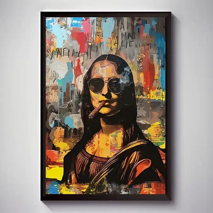 Peinture sur toile créative Mona Lisa sans cadre, affiches amusantes de style graffiti, tableau mura
