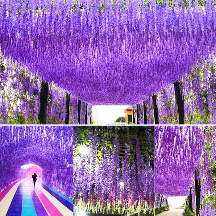 Guirxiété de Fleurs de Glycine Artificielle, Fausse Fleur en Rotin, Guirxiété de Fleurs pour ixde Ma