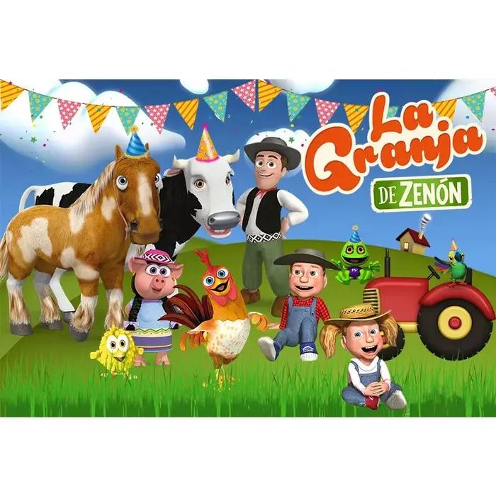 Thème De ferme d'herbe verte La Granja De Zenon fond De fête personnalisé décorer enfants 1er annive