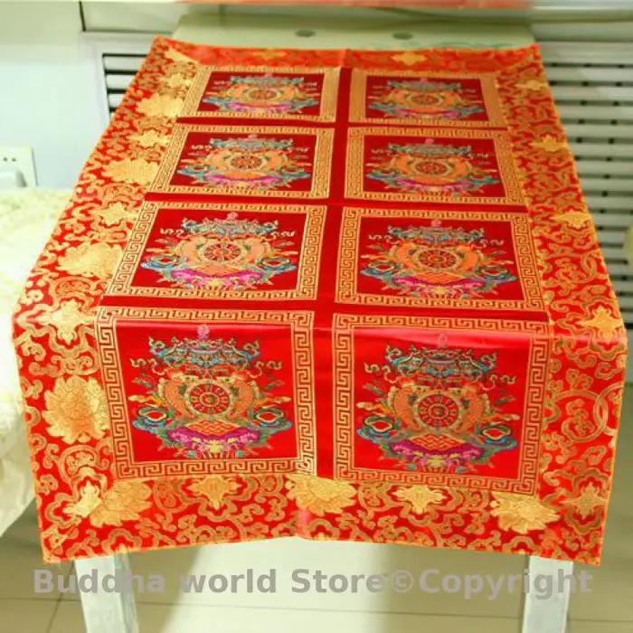 120 cm gros Tibet article bouddhiste famille Temple huit symboles de bon augure culte autel bouddha