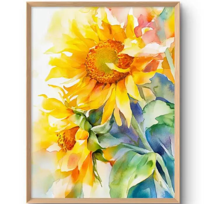 Peinture de tournesol, impression sur toile de tournesol, art mural sur toile, art floral, impressio