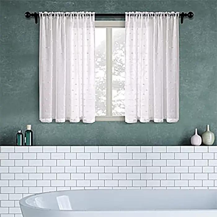 Rideaux courts blancs de style mignon pour salon, chambre, fenêtre, cuisine, salle de bain, camping-