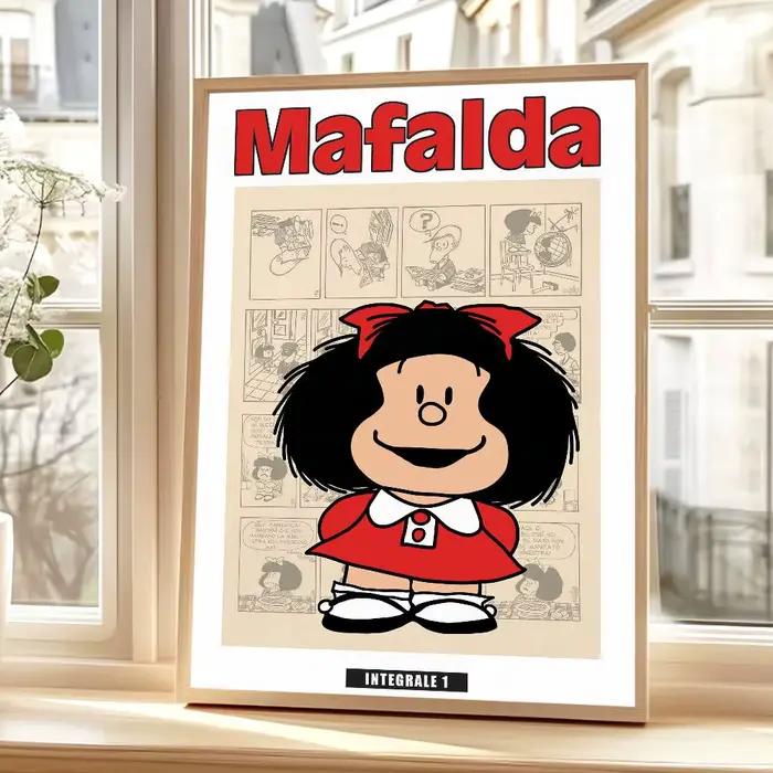 Affiches autocollantes mignonnes de dessin animé M-MafaldaS, adaptées à la décoration murale du salo