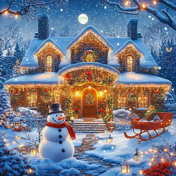 Maison de noël rêveur hiver paysage diamant peinture Kit 5D bricolage diamant broderie Art fait à la