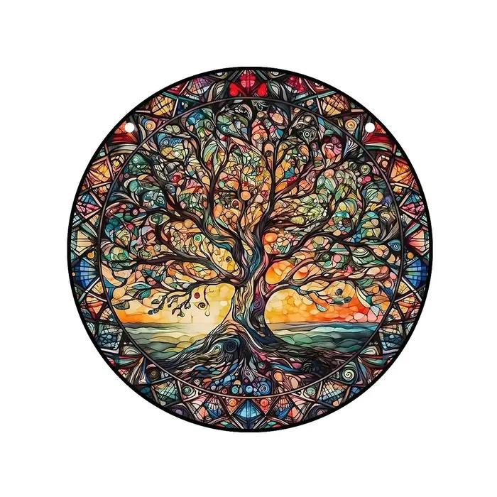 Décoration murale en acrylique peinte à la main | Décoration de porche ronde pour les fêtes, panne