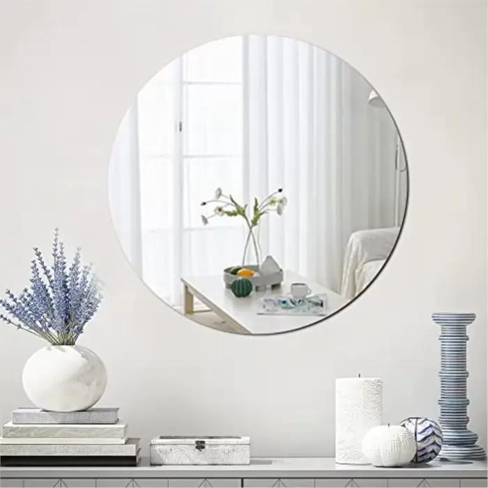 Autocollant mural miroir rond ovale en acrylique, carrelage acrylique auto-adhésif pour salle de bai