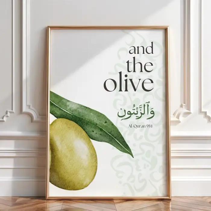 Figues et olives sans cadre mur islamique arabe anglais coran versets moderne islamique décor à la m