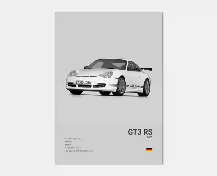 Pop noir et blanc allemagne luxe Super Sport voiture affiche esthétique 911 GT3 RS Turbo toile impre