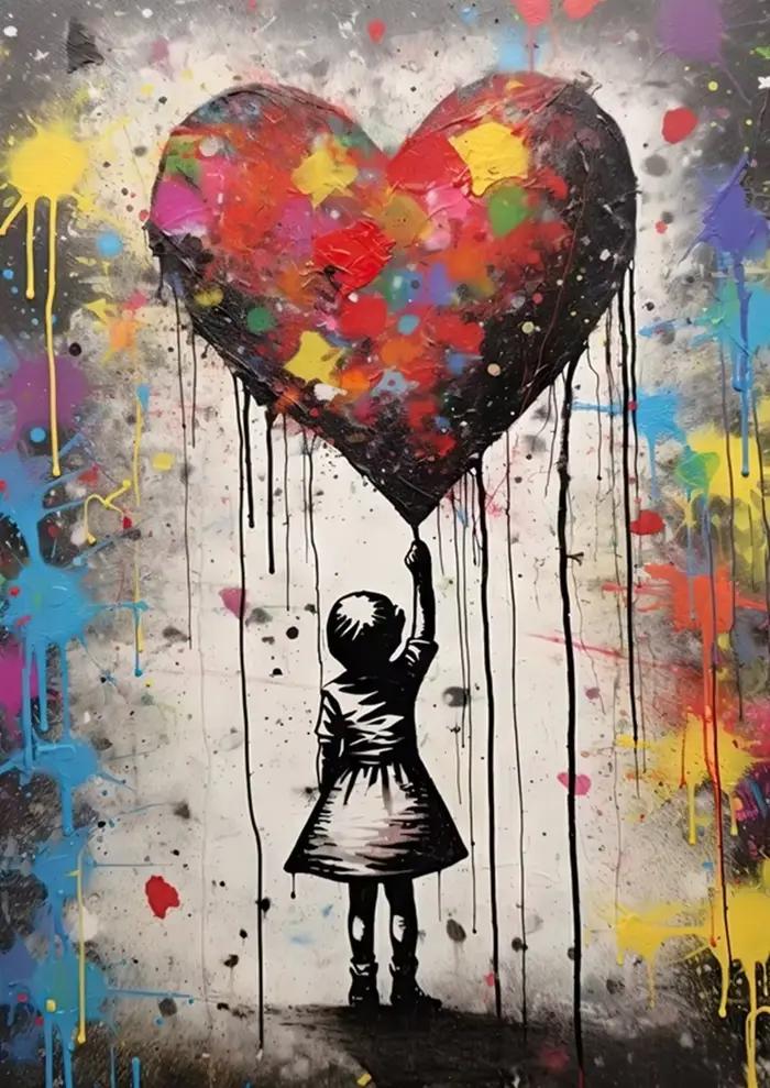 Banksy Graffiti garçon fille avec ballon sur toile affiches imprime Pop Street mur Art peinture pour