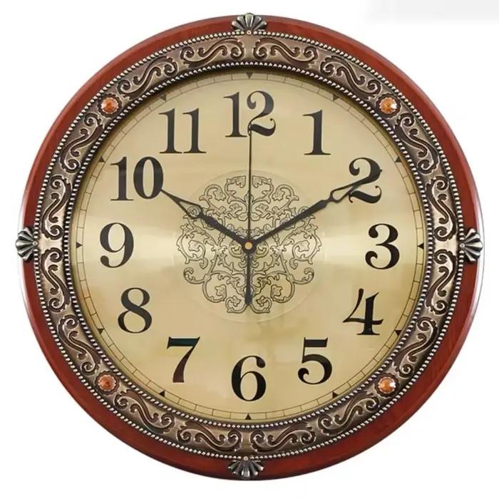 Horloge murale moderne avec cadre en bois massif, horloges vintage, montre esthétique nordique, déco