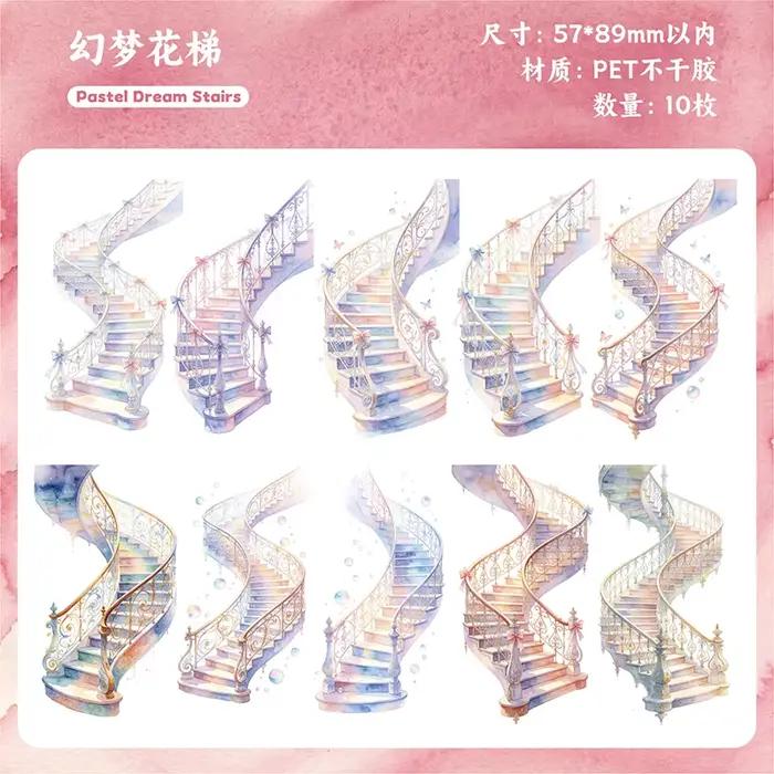 Lot de 1 à 6 autocollants sur le thème des escaliers, matériel de décoration pour scrapbooking, parf