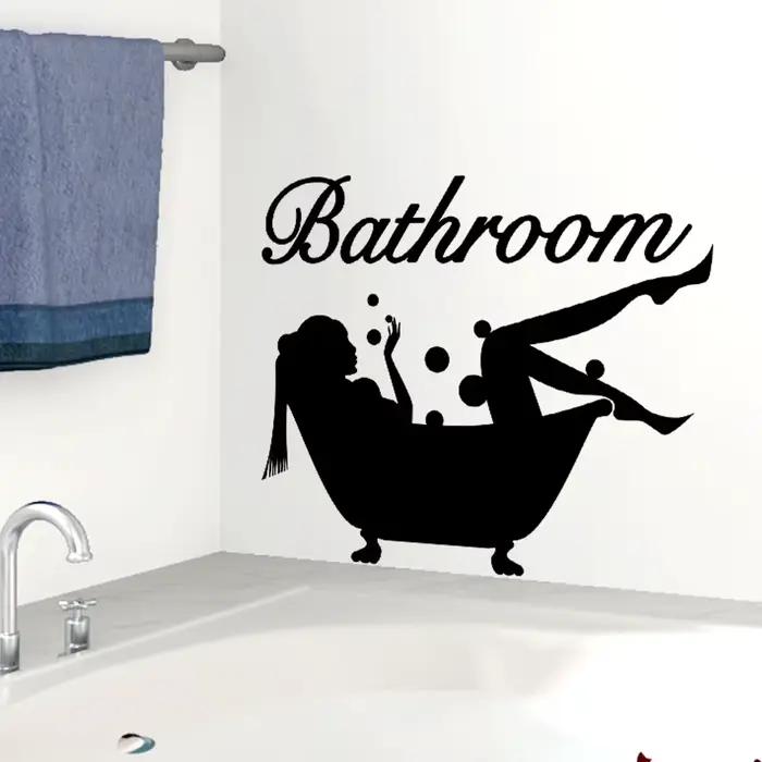 Autocollant Mural en vinyle pour salle de bain avec lettres amovibles, transfert de décalcomanie, dé