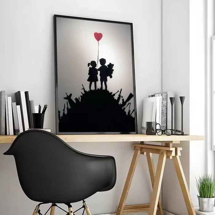 Banksy – affiche sur toile de calligraphie, garçon et fille amoureux, sans plis, imperméable, Durabl