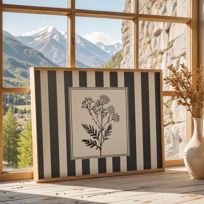 Toile murale en forme de fleur de chrysanthème sans cadre, impressions d'art mural minimalistes à ra