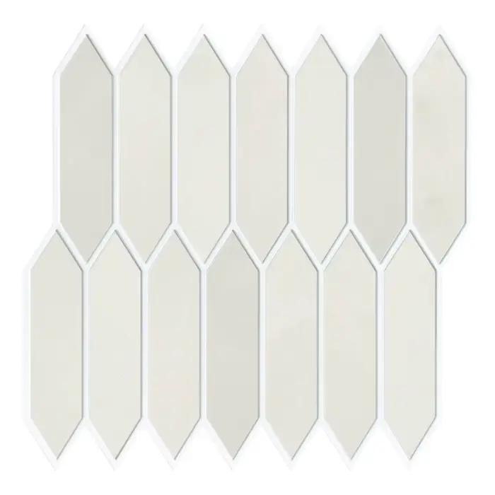 Autocollants de carrelage décoratifs 3D, autocollants muraux hexagonaux crème auto-adhésifs, résista