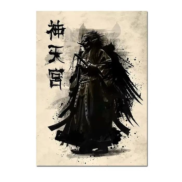 Toile de peinture de samouraï japonais, affiches et imprimés de personnages d'art mural, image de dé
