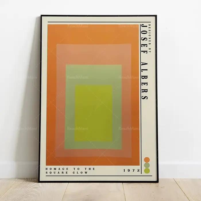 Affiche d'exposition de Josef Albers, peinture abstraite d'art, impression murale, impression de déc
