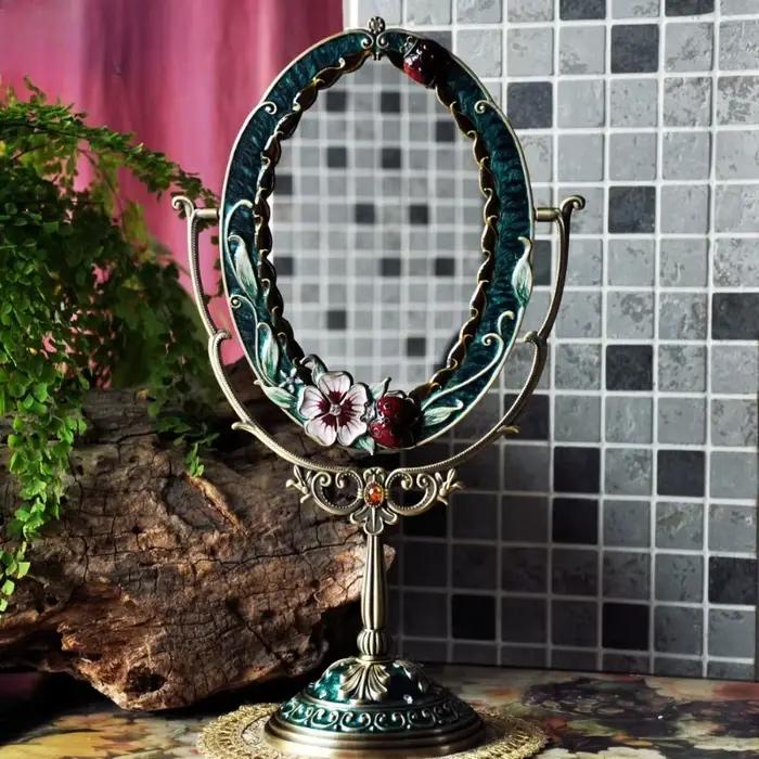 Miroir d'art en verre maquillage salon Style européen Vintage miroir cadre mural Espelho De Mesa acc