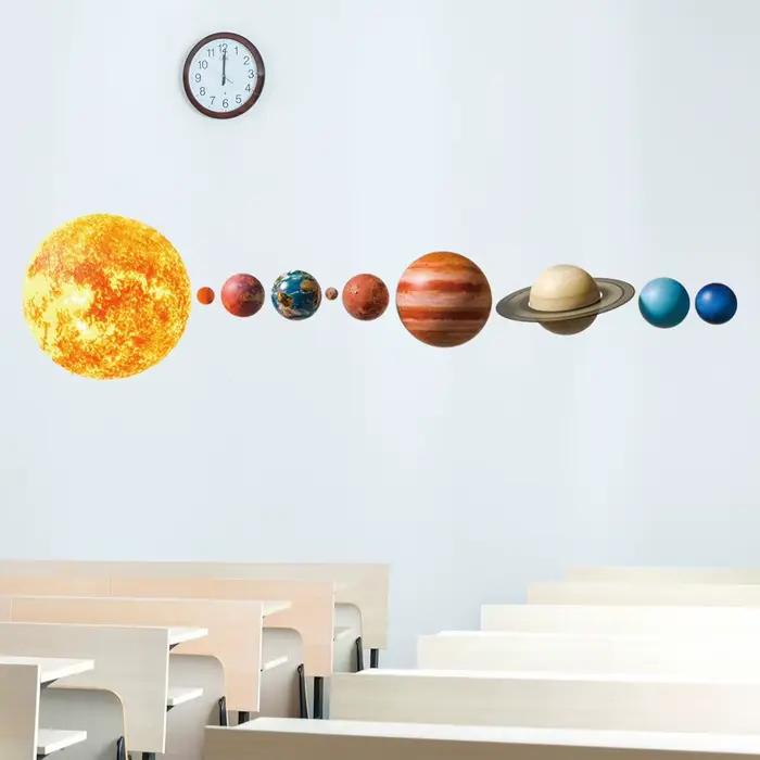 Autocollant Mural planète du système solaire 3D, pour chambres d'enfants, décoration de fond de cham