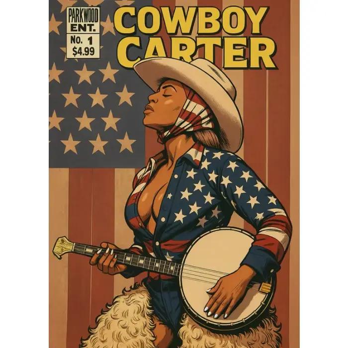 Western Pop Beyoncé Cowboy Carter bande dessinée affiche Vintage musique Cowgirl toile peinture mur