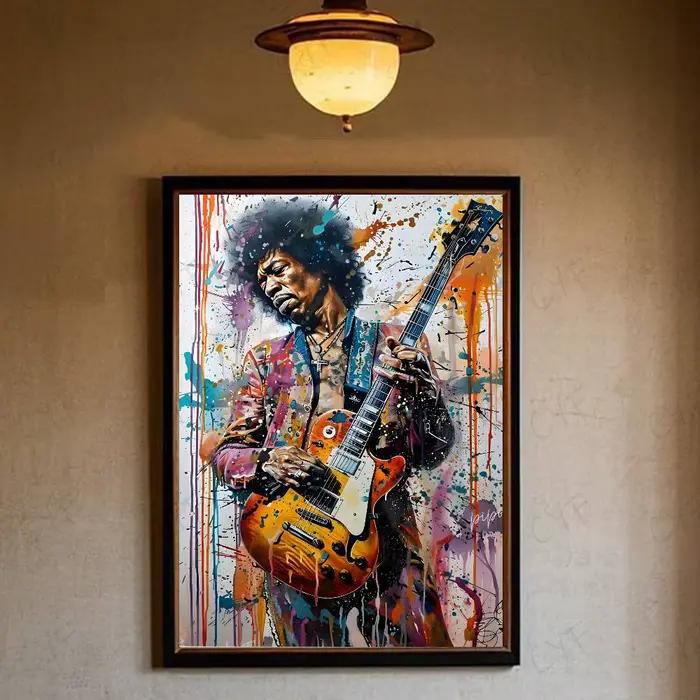 Toile peinture chanteur J-JIMI H-HENDRIX affiche HD Art collant mur étanche maison salon chambre Bar
