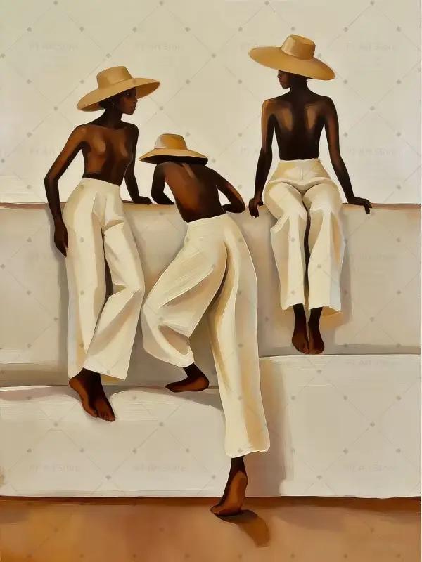 Peinture abstraite bohème féminine, femme noire, art mural sur toile, décoration minimaliste pour la