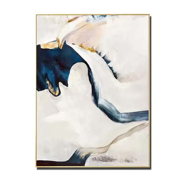 Peinture à l'huile abstraite minimaliste peinte à la main, décoration murale pour la maison, optique